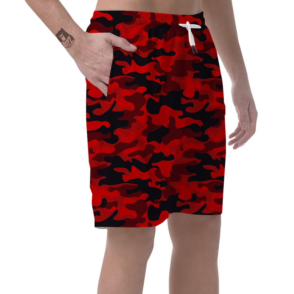 Red Camo Print Men's Shorts-grizzshop