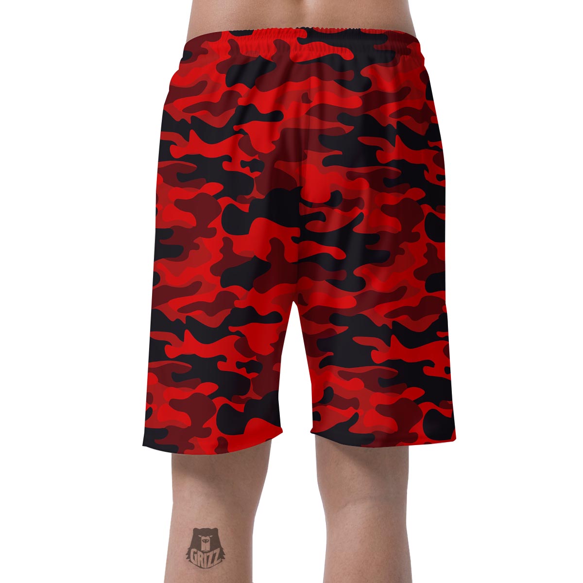 Red Camo Print Men's Shorts-grizzshop