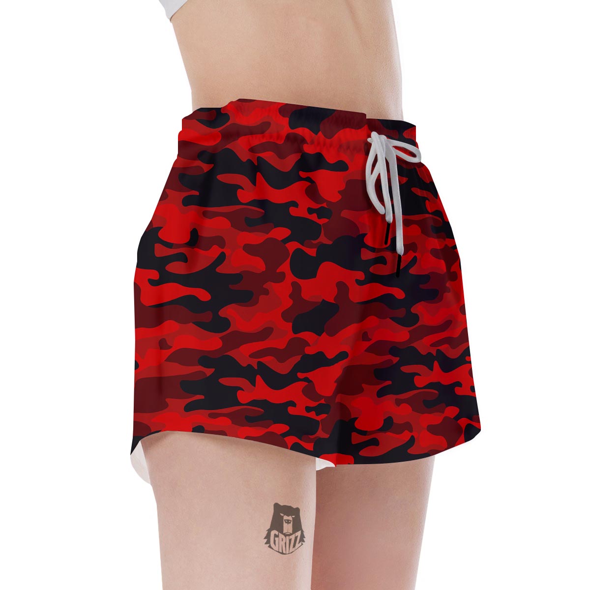 Red Camo Print Women's Shorts-grizzshop