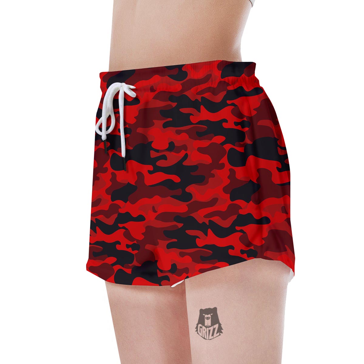 Red Camo Print Women's Shorts-grizzshop