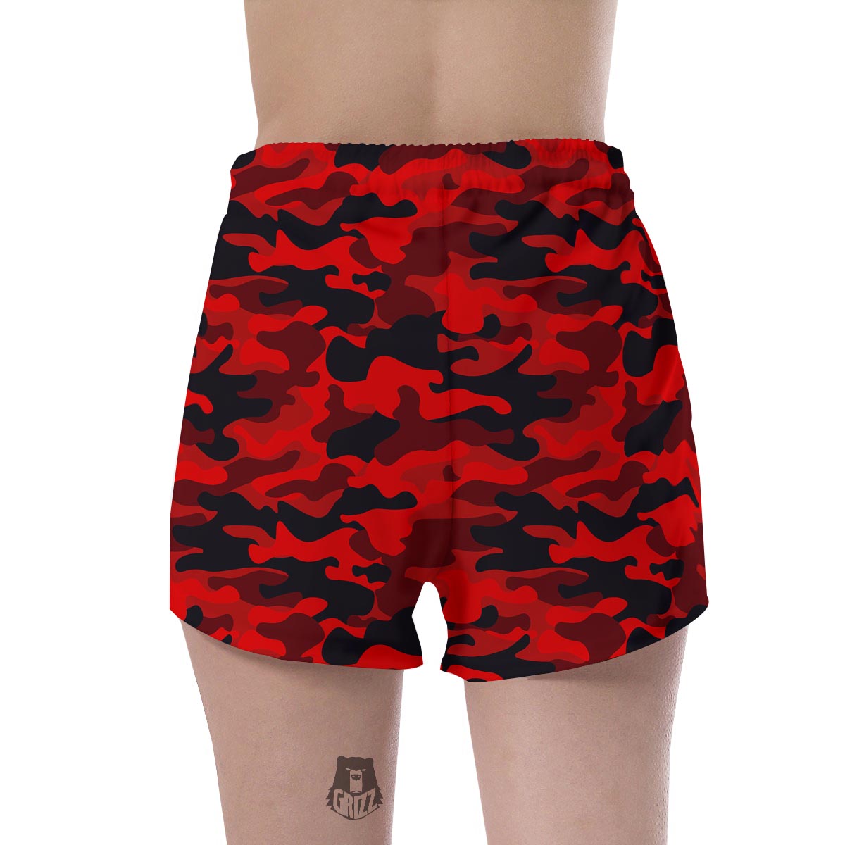 Red Camo Print Women's Shorts-grizzshop