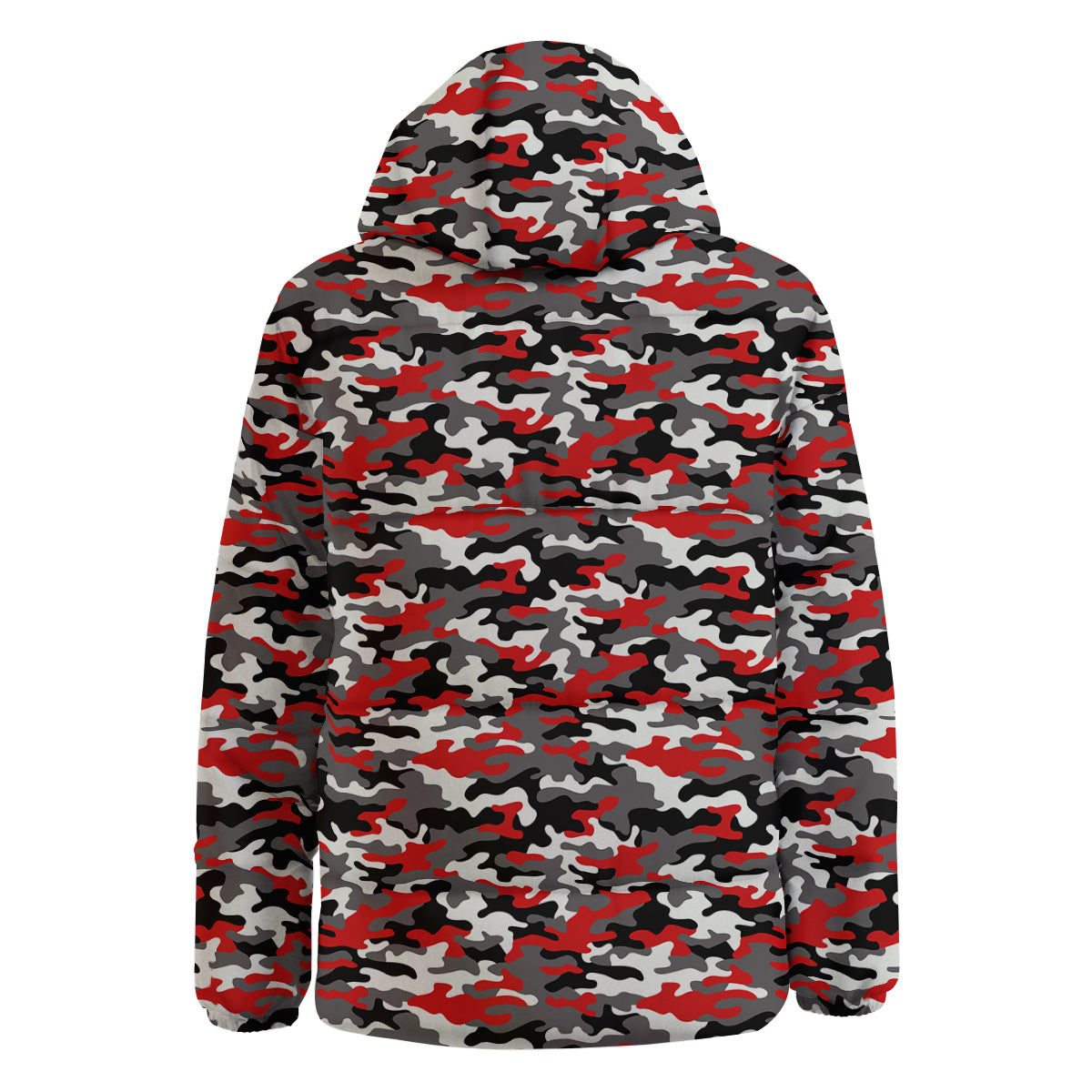 Red Camouflage Texture Military Print Down Jacket-grizzshop