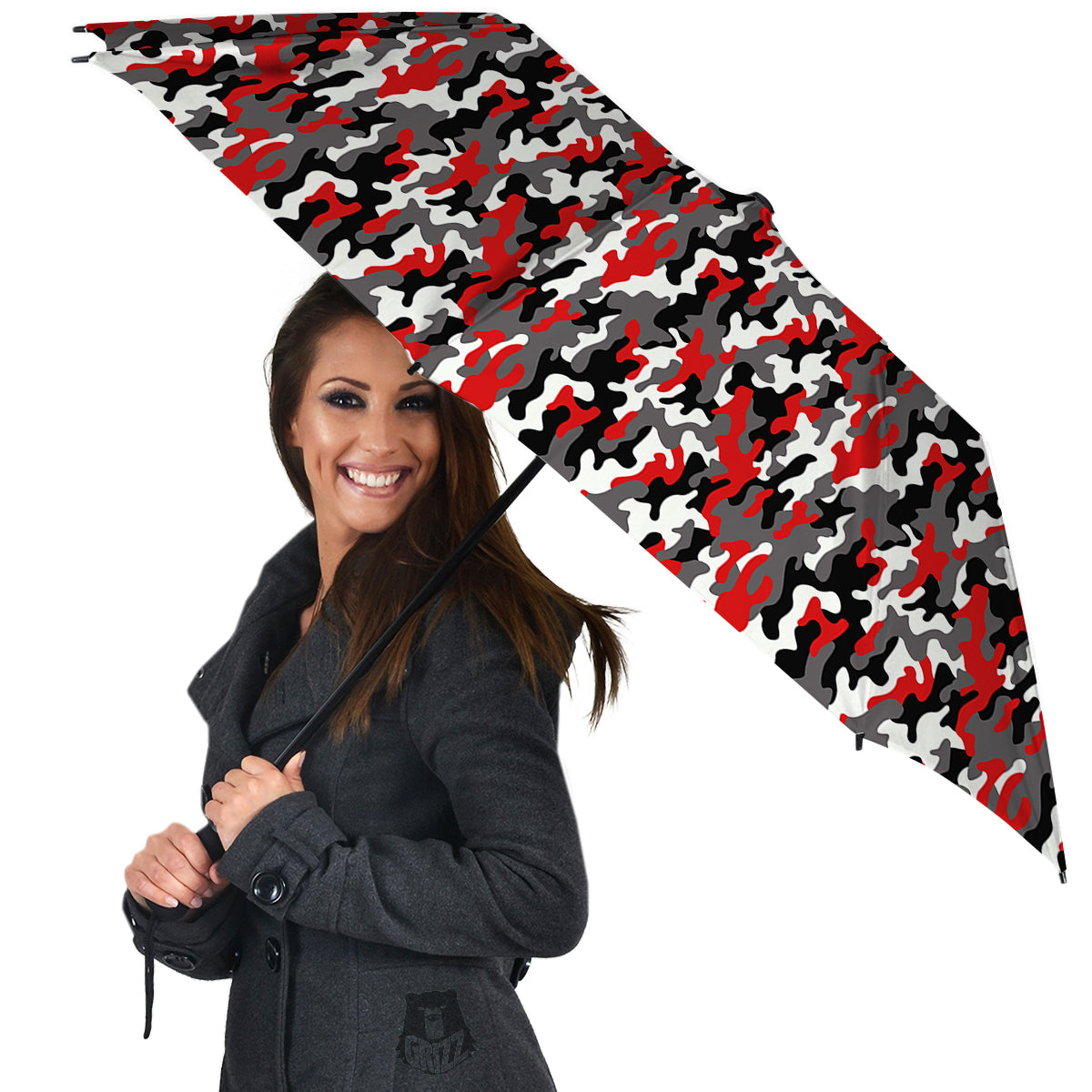 Red Camouflage Texture Military Print Umbrella-grizzshop