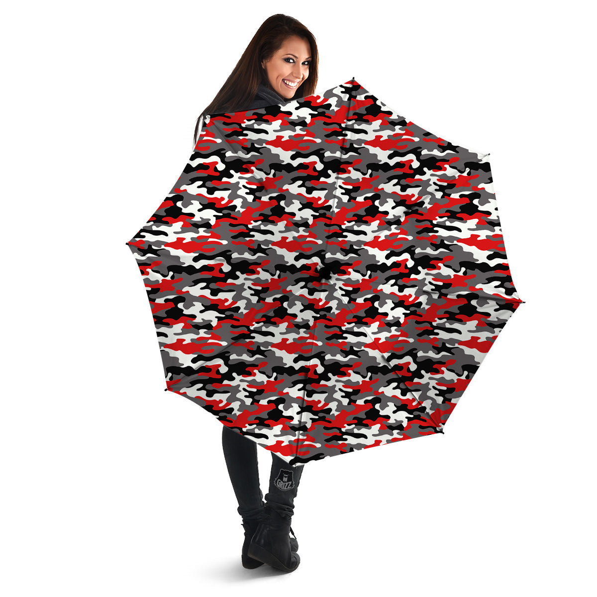 Red Camouflage Texture Military Print Umbrella-grizzshop