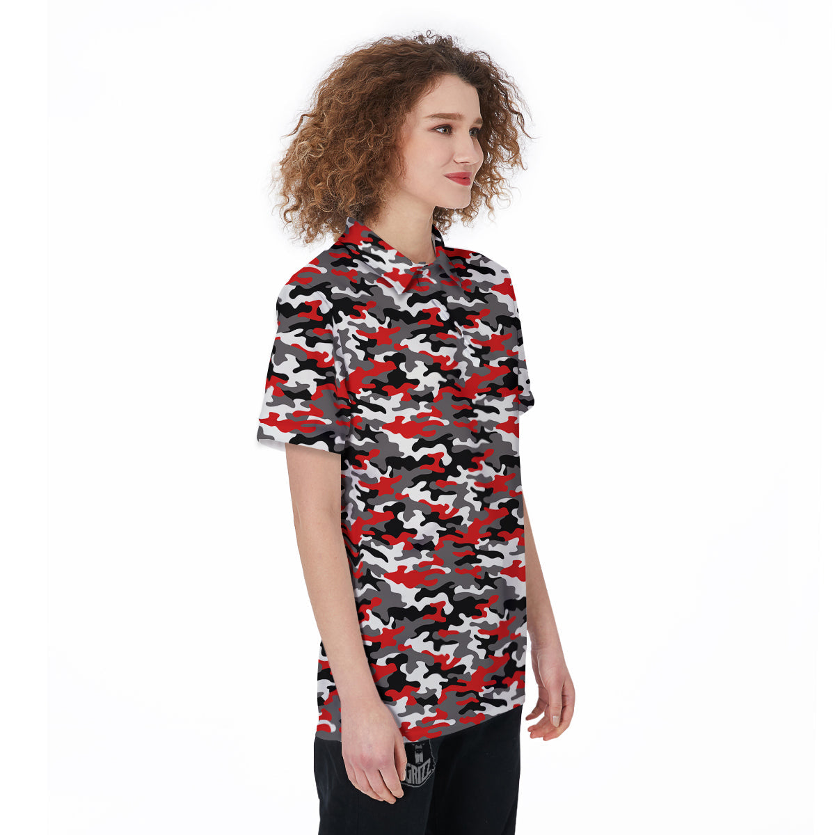 Red Camouflage Texture Military Print Women's Golf Shirts-grizzshop