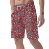 Red Chinese Dragon Floral Print Men's Shorts-grizzshop