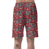 Red Chinese Dragon Floral Print Men's Shorts-grizzshop