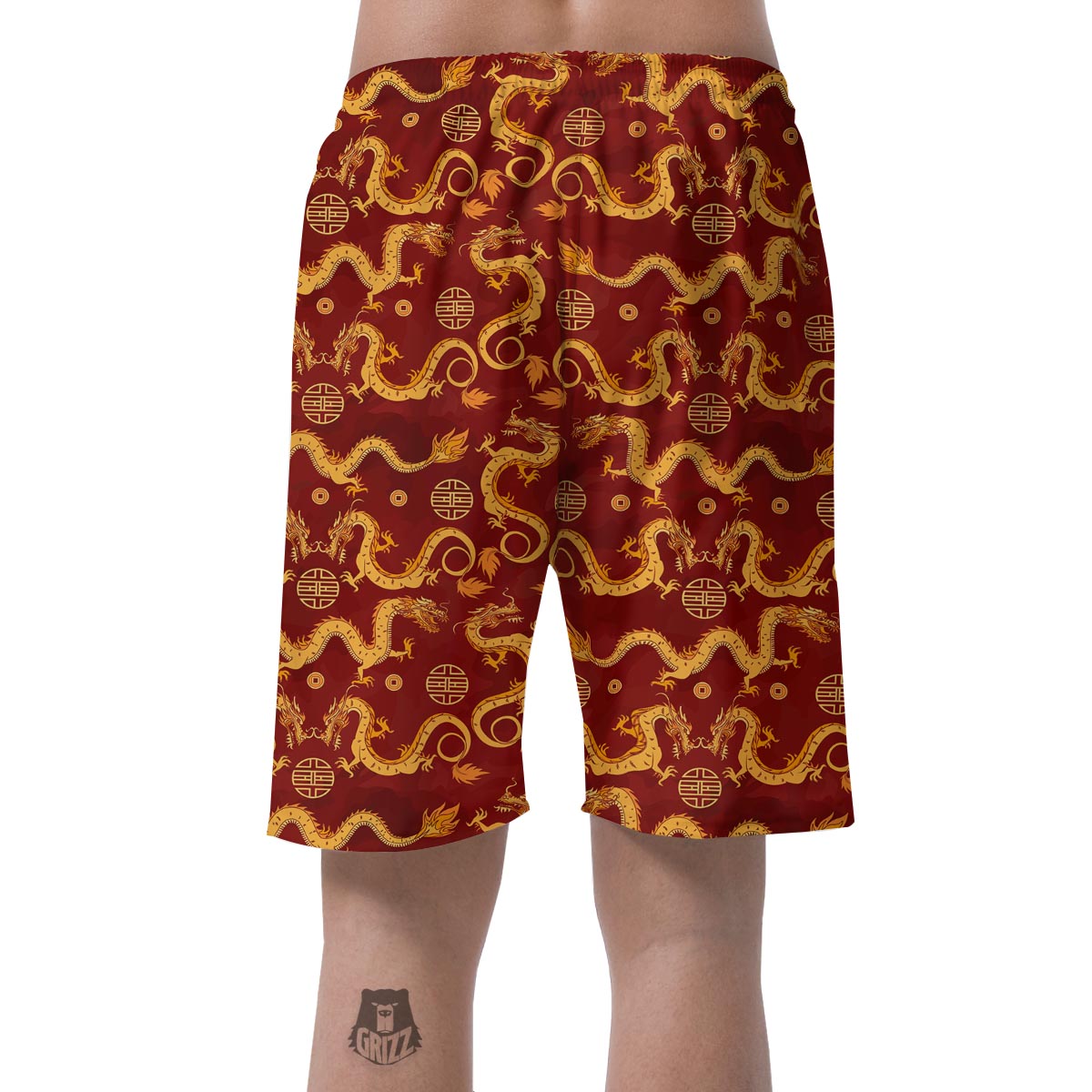 Red Chinese Dragon Men's Shorts-grizzshop