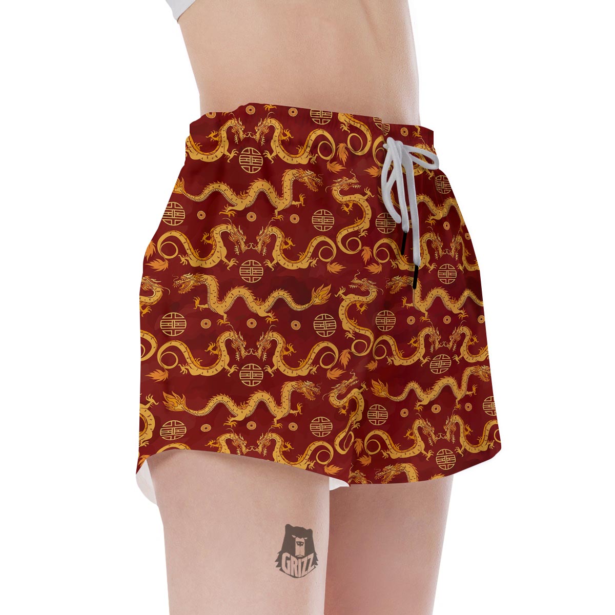 Red Chinese Dragon Women's Shorts-grizzshop