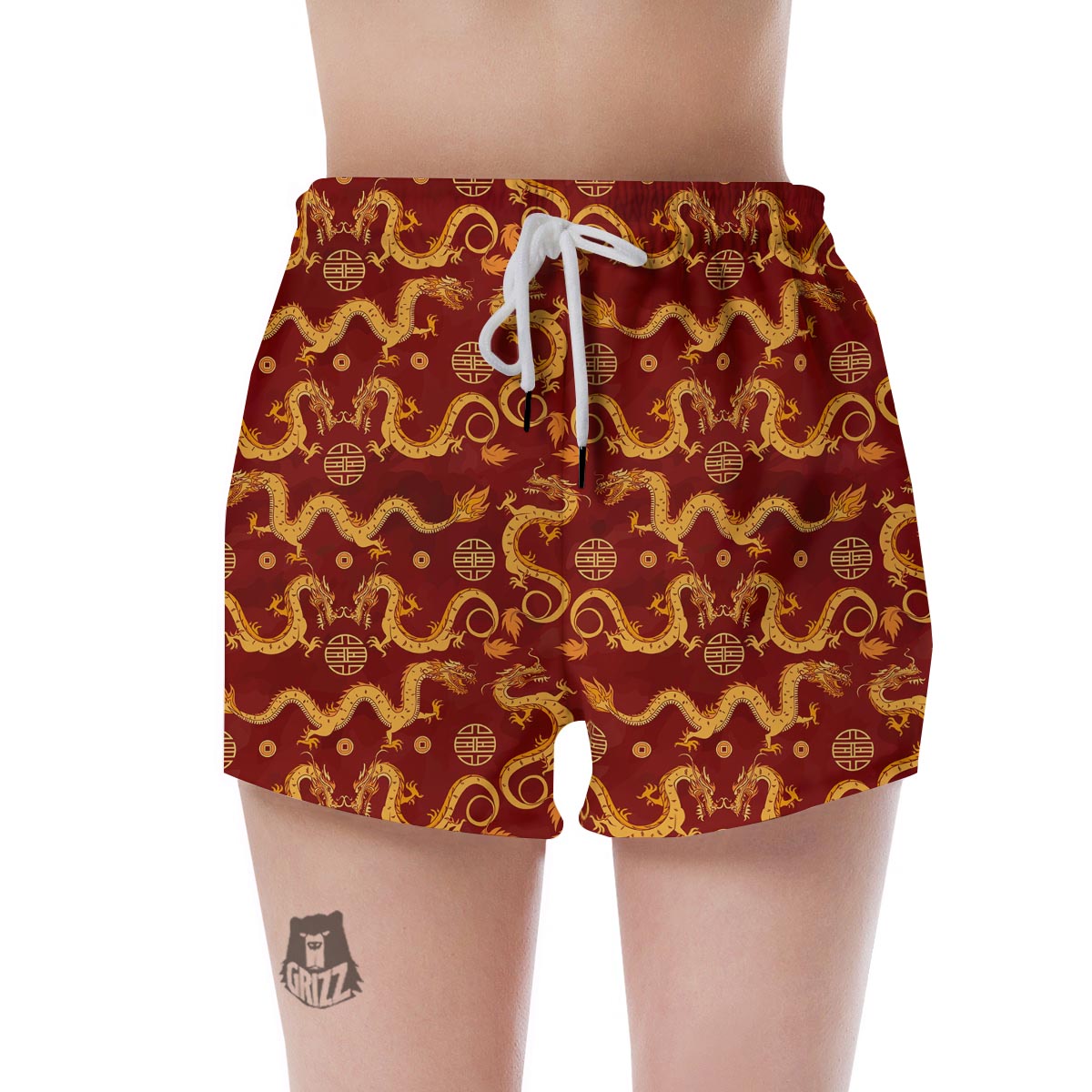 Red Chinese Dragon Women's Shorts-grizzshop