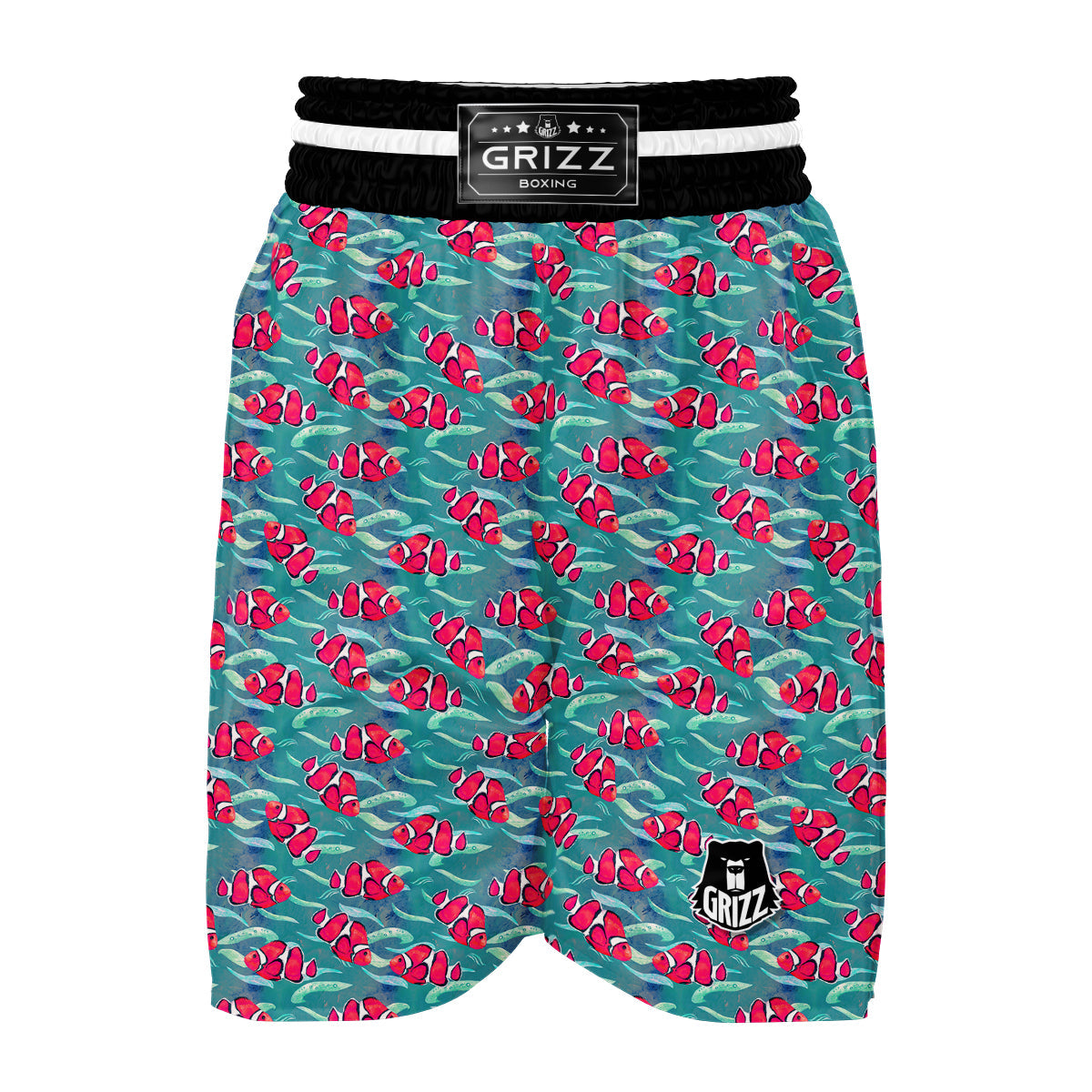 Red Clownfish Watercolor Blue Print Pattern Boxing Shorts-grizzshop
