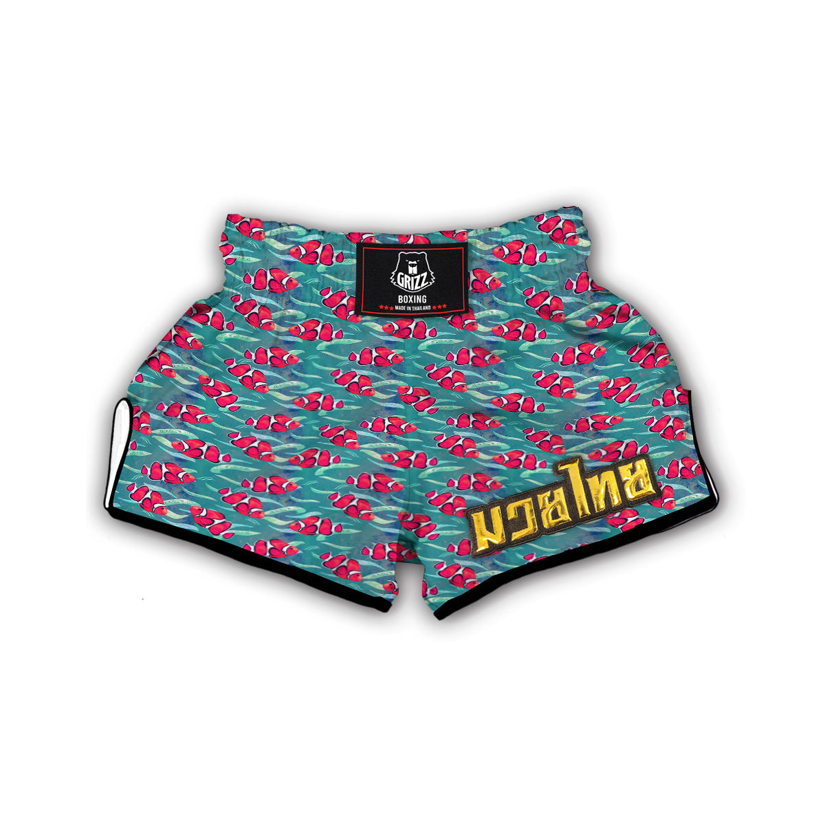 Red Clownfish Watercolor Blue Print Pattern Muay Thai Boxing Shorts-grizzshop