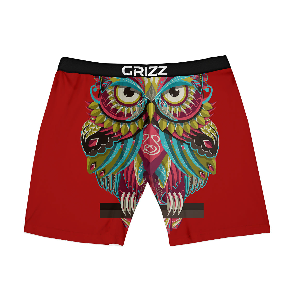 Red Colorful Owl Print Boxer Briefs-grizzshop