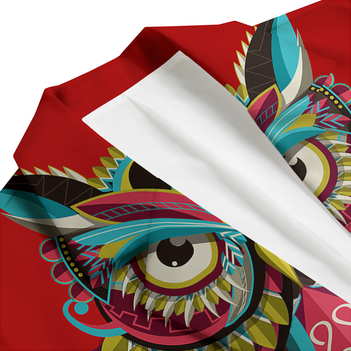 Red Colorful Owl Print Men's Blazer-grizzshop