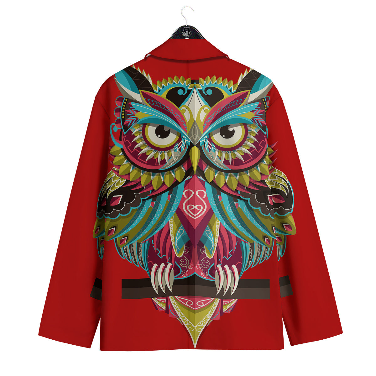 Red Colorful Owl Print Men's Sport Coat-grizzshop