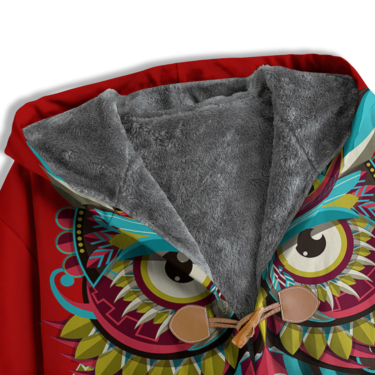Red Colorful Owl Print Men's Windbreaker Jacket-grizzshop
