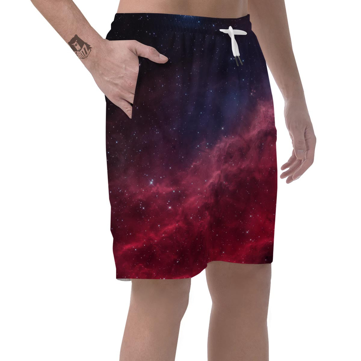 Red Cosmic Galaxy Space Men's Shorts-grizzshop