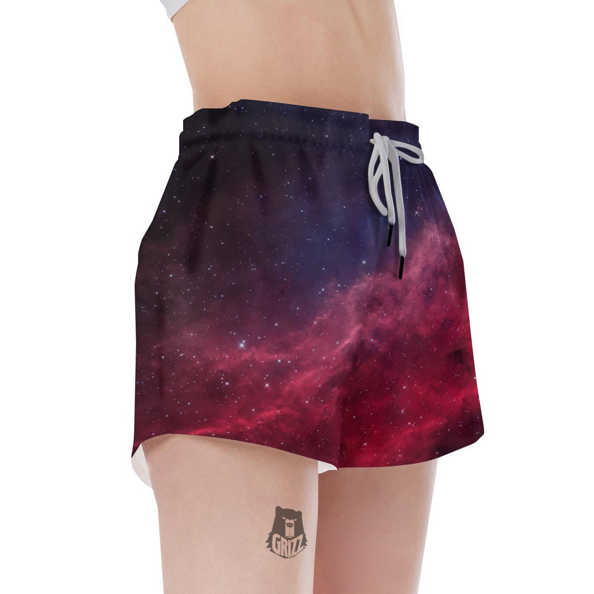 Red Cosmic Galaxy Space Women's Shorts-grizzshop