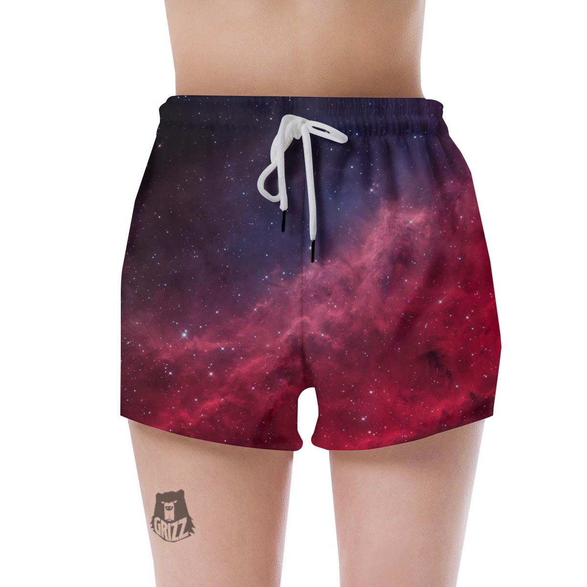 Red Cosmic Galaxy Space Women's Shorts-grizzshop