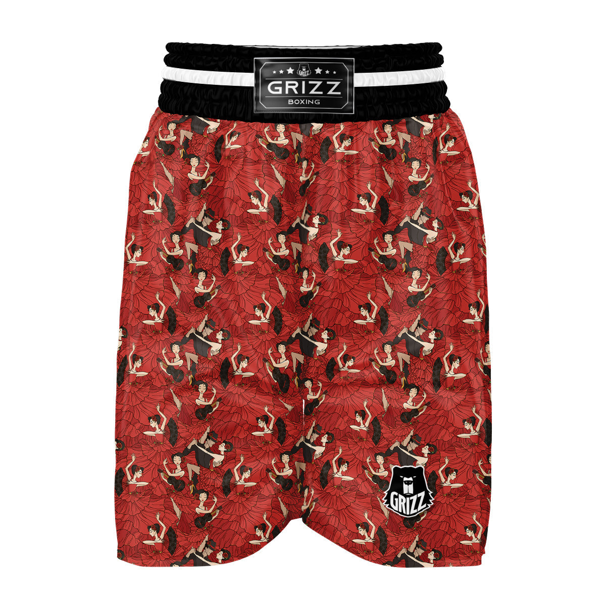 Red Dance Print Pattern Boxing Shorts-grizzshop