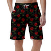 Red Doodle Rose Floral Men's Shorts-grizzshop