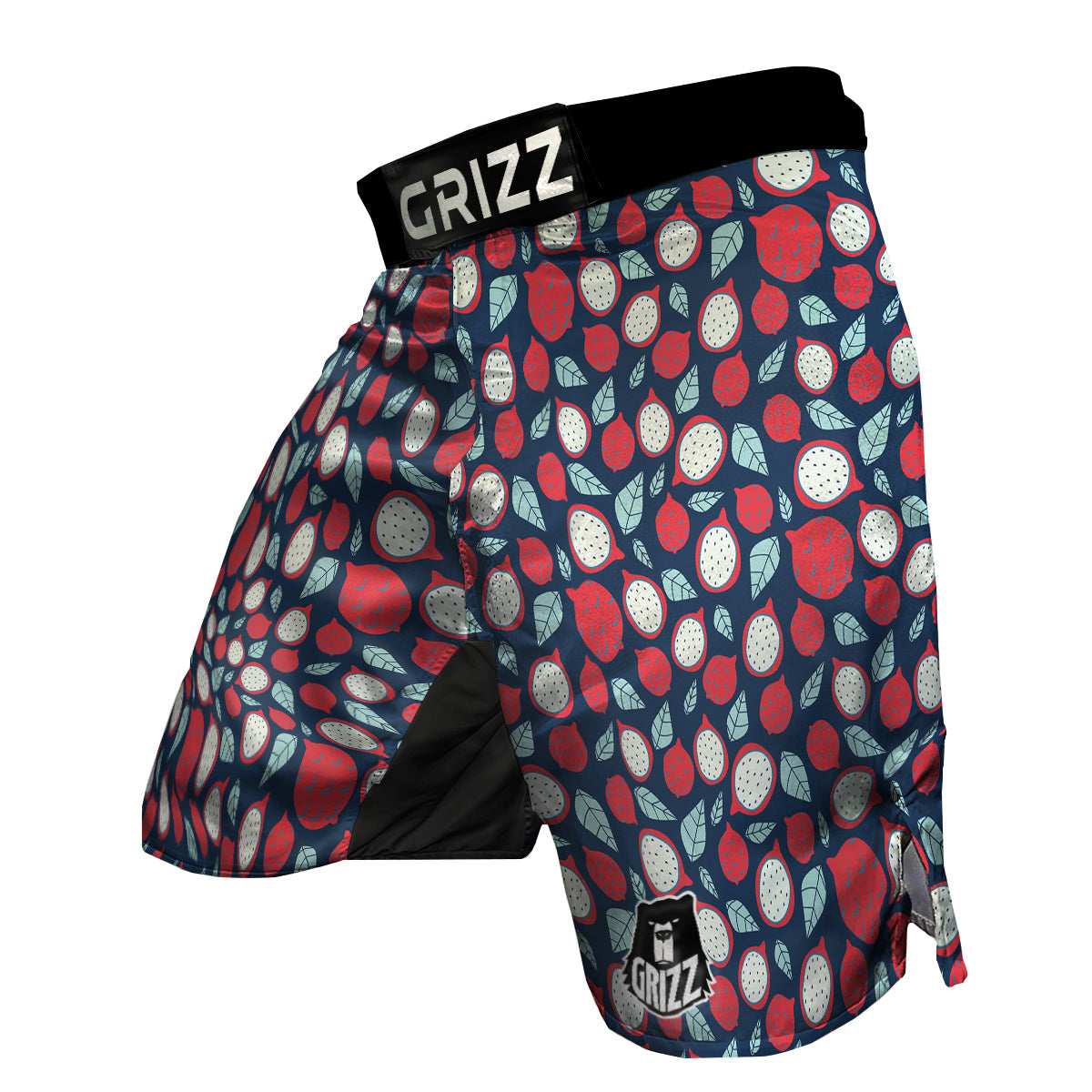 Red Dragon Fruit Print Pattern MMA Shorts-grizzshop