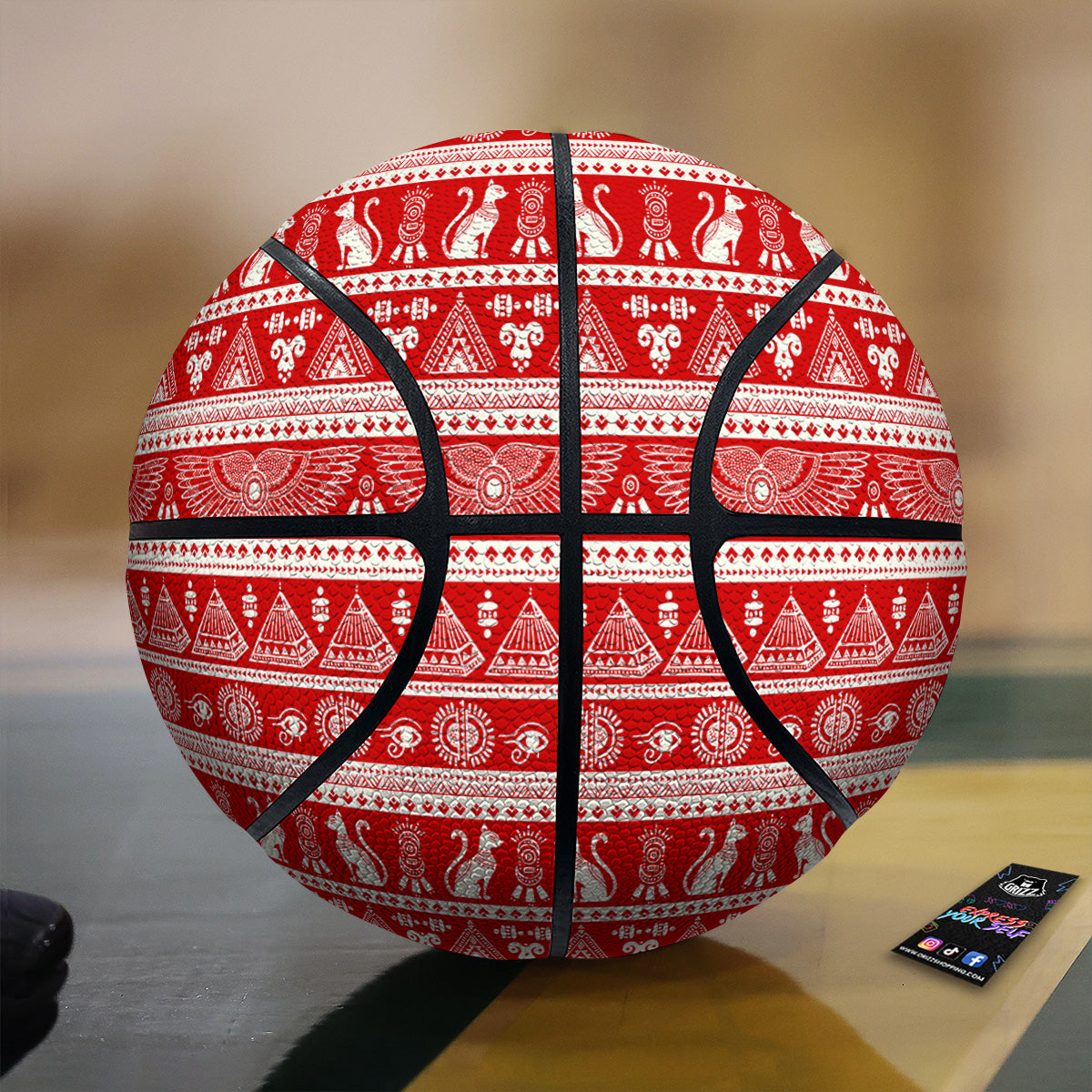 Red Egypt Symbol Print Pattern Basketball-grizzshop