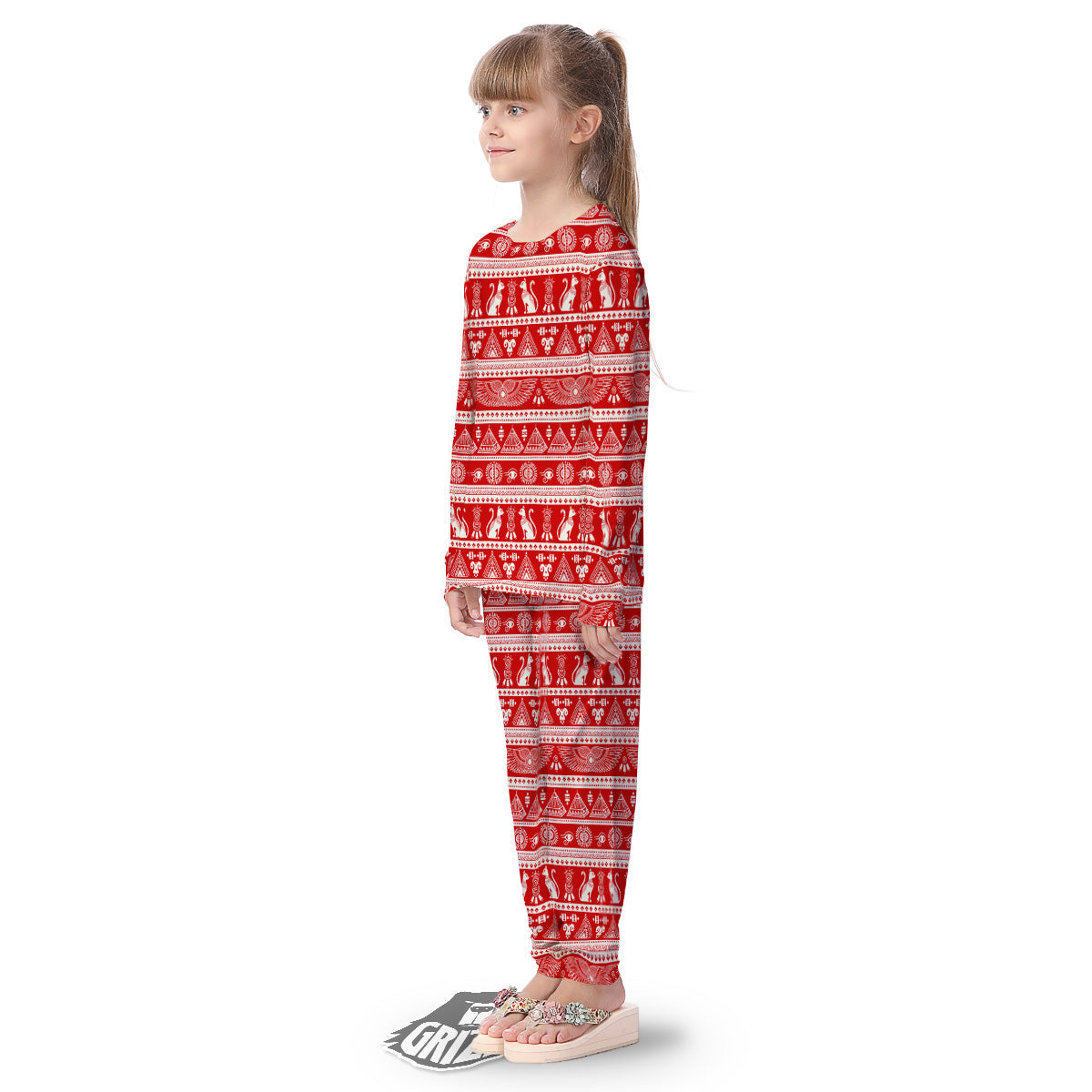 Red Egypt Symbol Print Pattern Kid's Pajamas-grizzshop