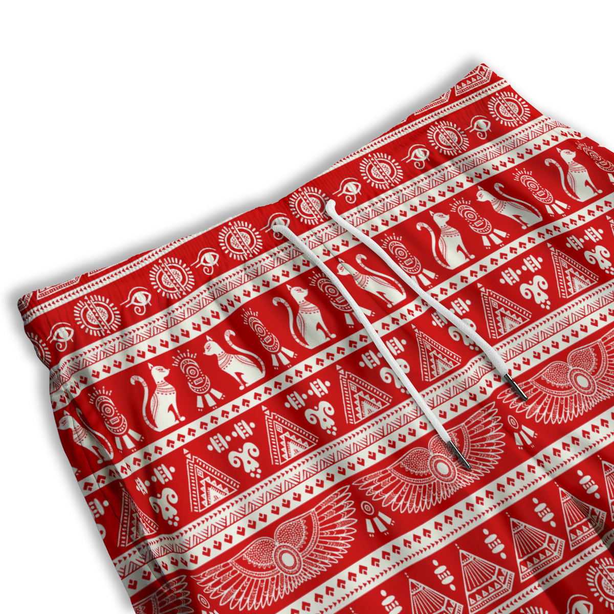 Red Egypt Symbol Print Pattern Men's Athletic Shorts