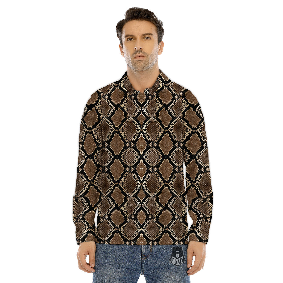 Red Egypt Symbol Print Pattern Men's Dress Shirts-grizzshop