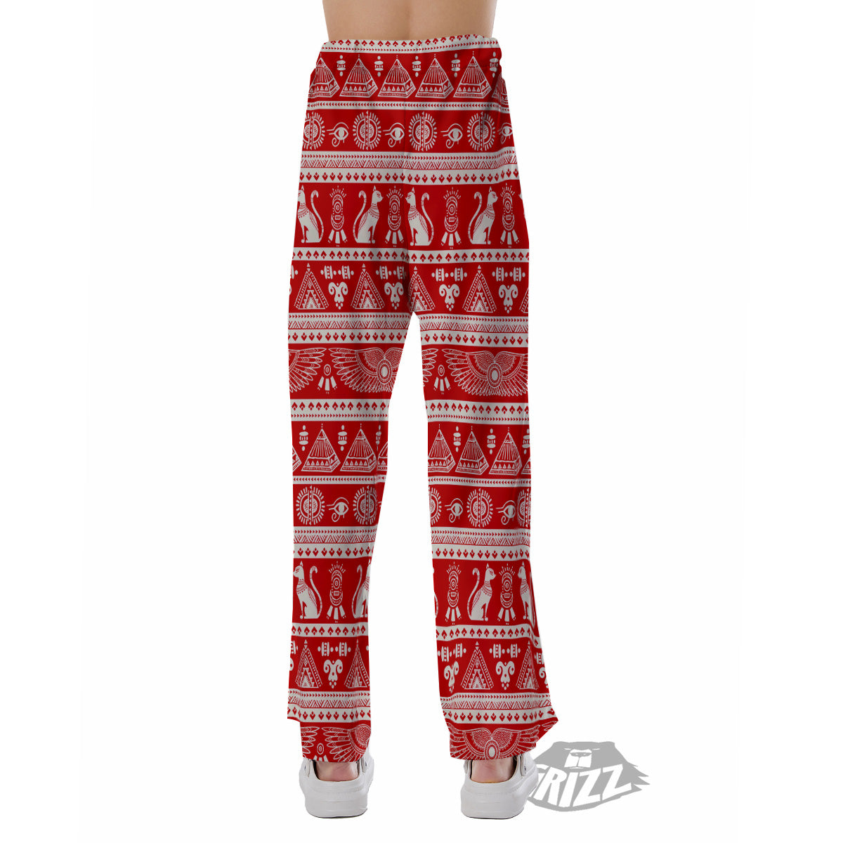 Red Egypt Symbol Print Pattern Pajama Pants-grizzshop