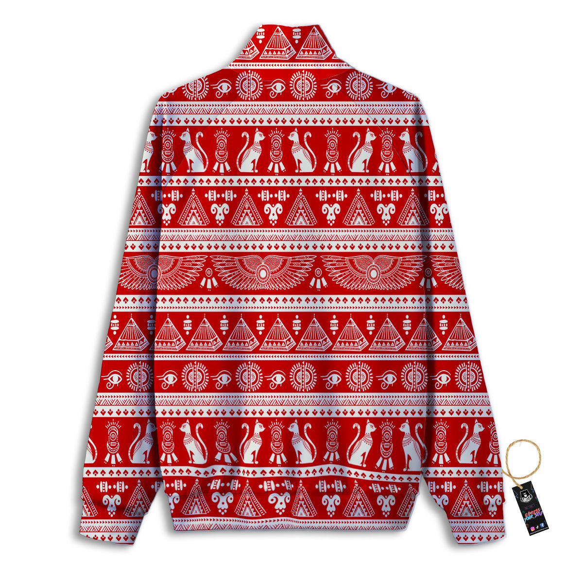 Red Egypt Symbol Print Pattern Track Jacket-grizzshop