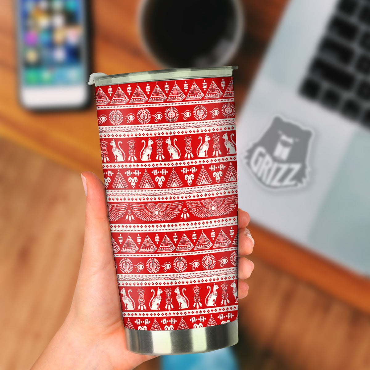 Red Egypt Symbol Print Pattern Tumbler-grizzshop