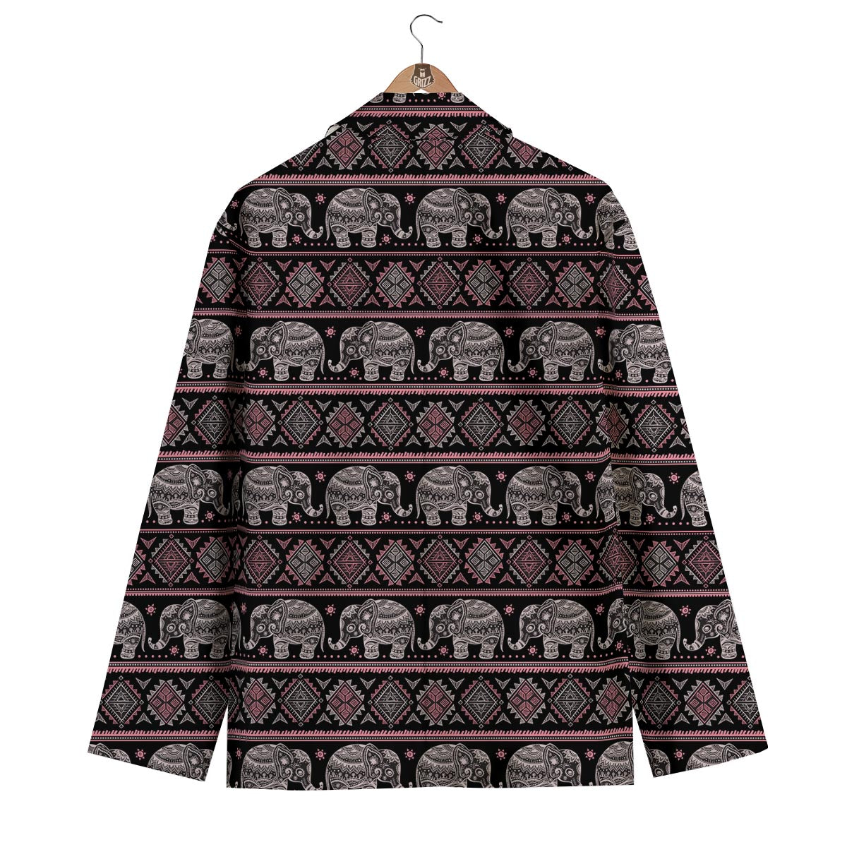 Red Elephant Aztec Pattern Print Men's Blazer-grizzshop