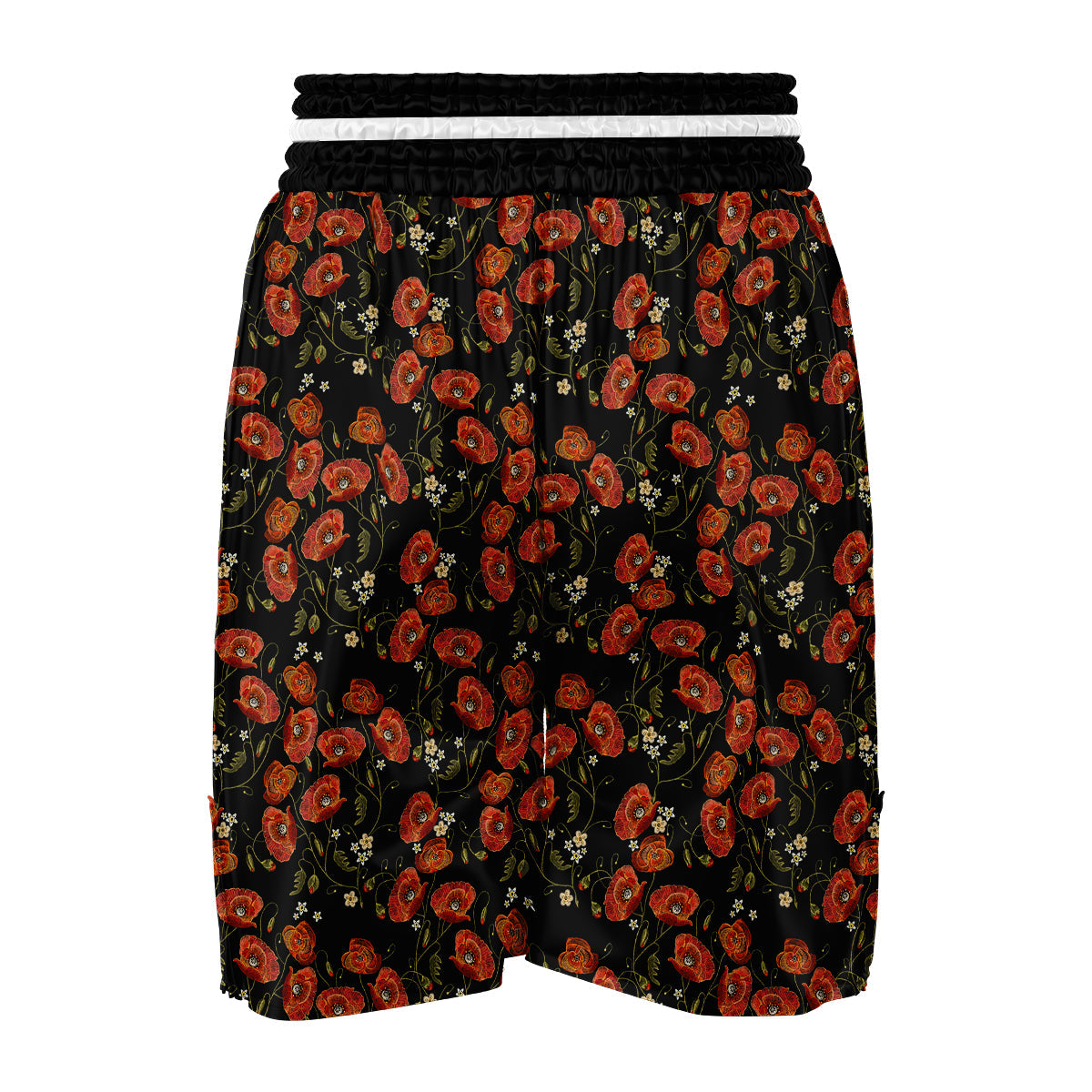 Red Floral Poppy Pattern Print Boxing Shorts-grizzshop