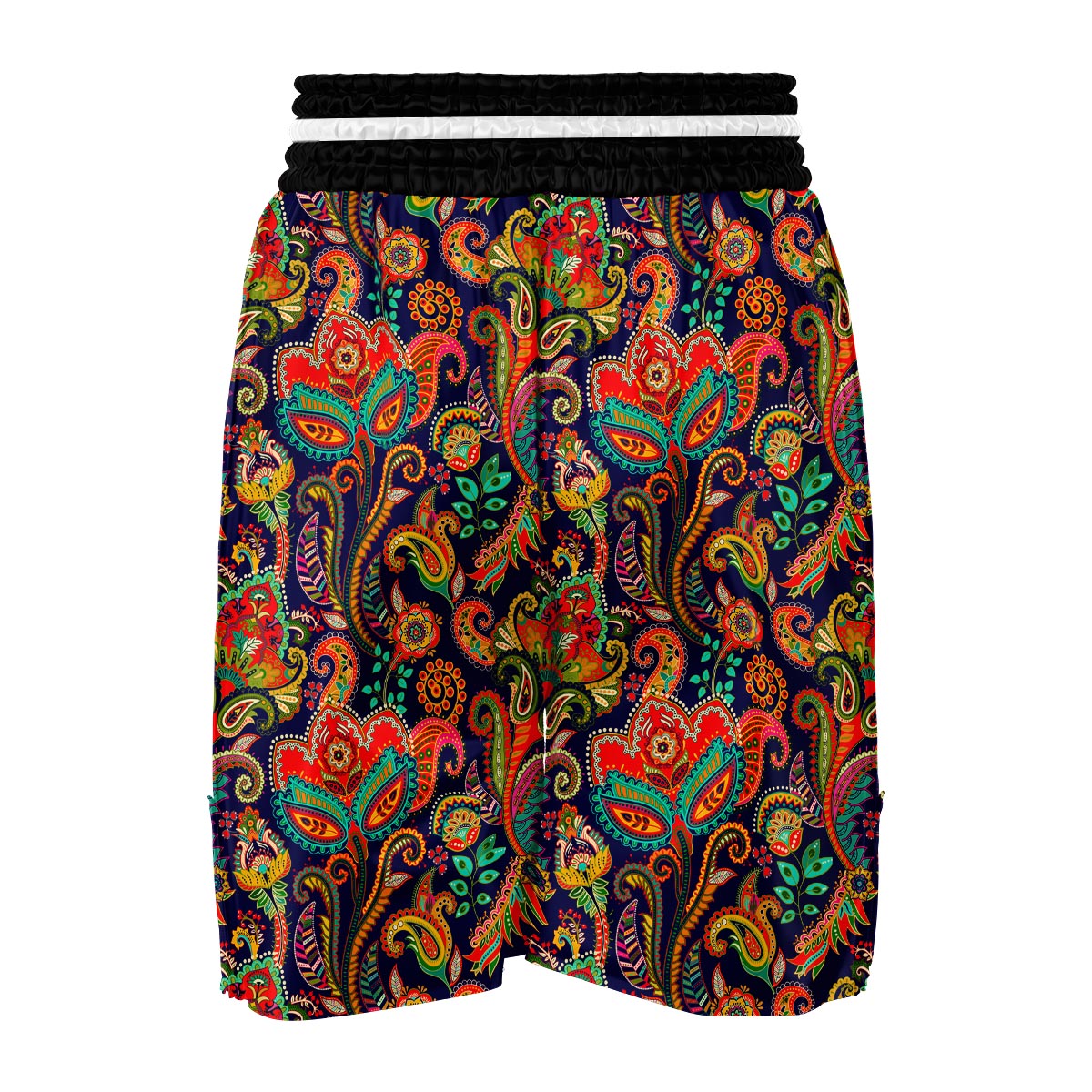 Red Flower Paisley Pattern Print Boxing Shorts-grizzshop
