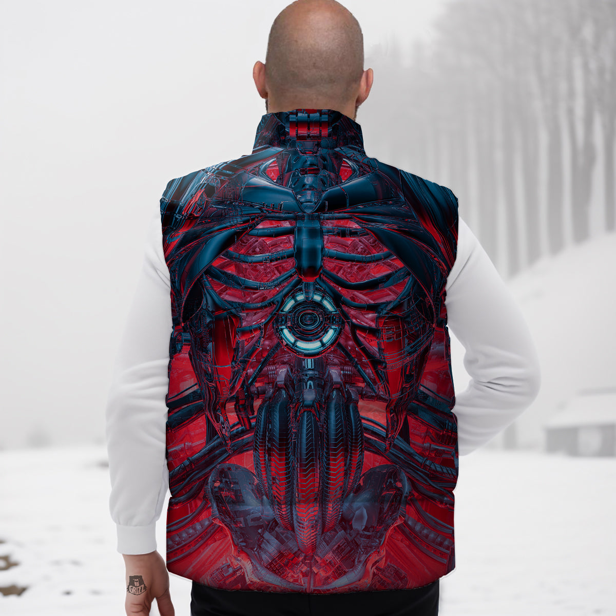 Red Flower Paisley Pattern Print Down Vest