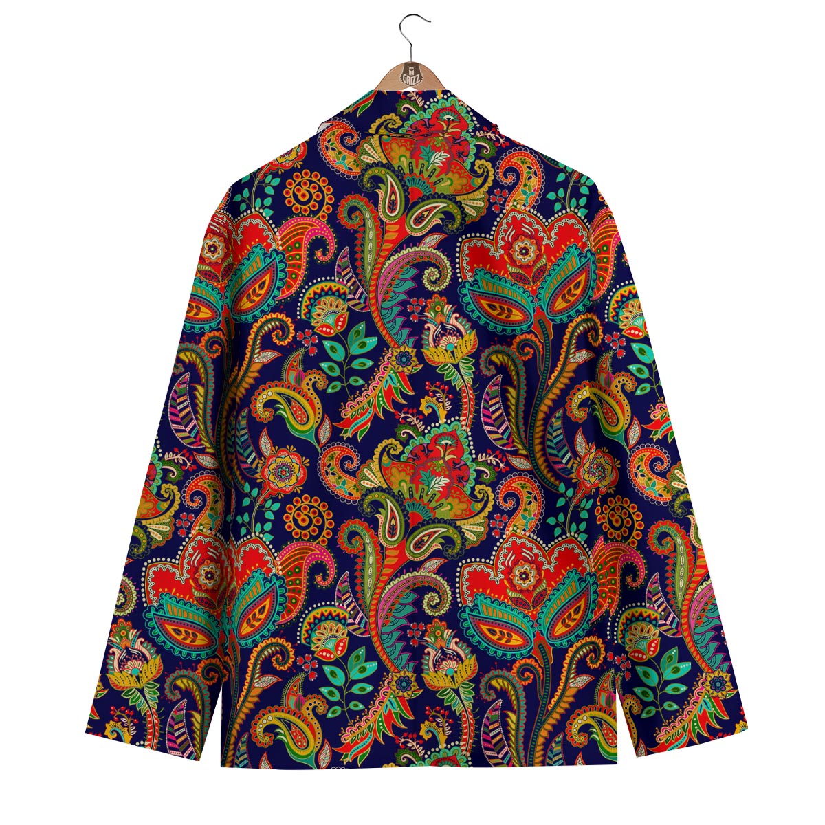 Red Flower Paisley Pattern Print Men's Blazer-grizzshop