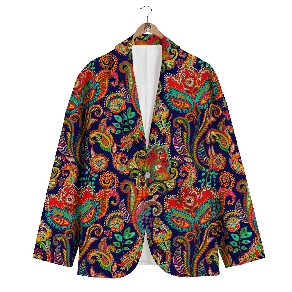 Red Flower Paisley Pattern Print Men's Blazer-grizzshop