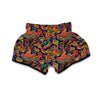 Red Flower Paisley Pattern Print Muay Thai Boxing Shorts-grizzshop