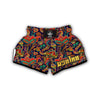 Red Flower Paisley Pattern Print Muay Thai Boxing Shorts-grizzshop