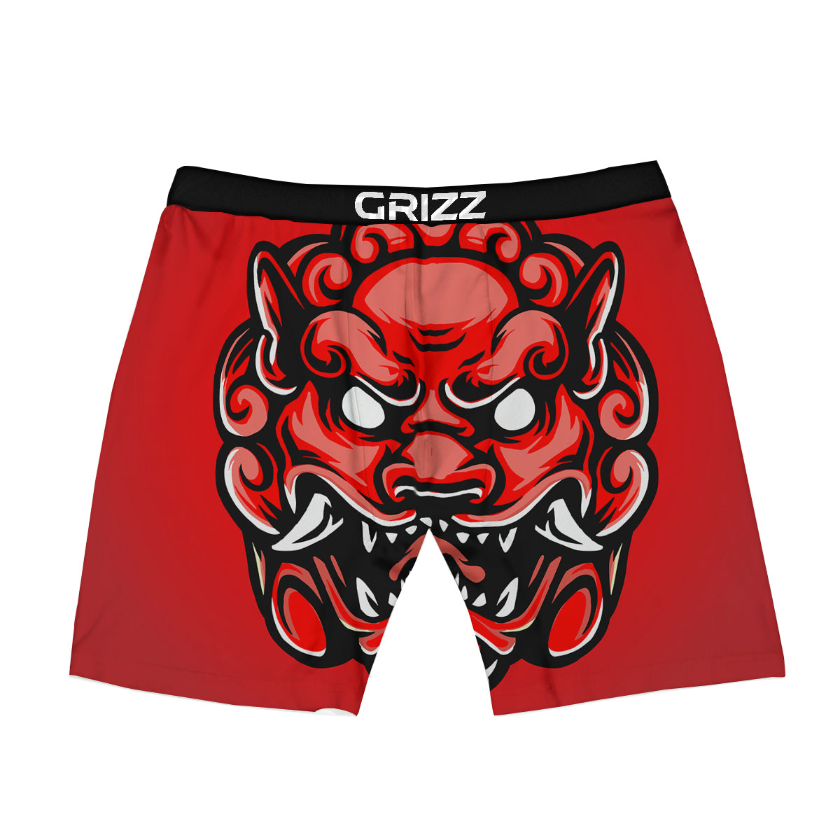 Red Foo Dog Print Boxer Briefs-grizzshop