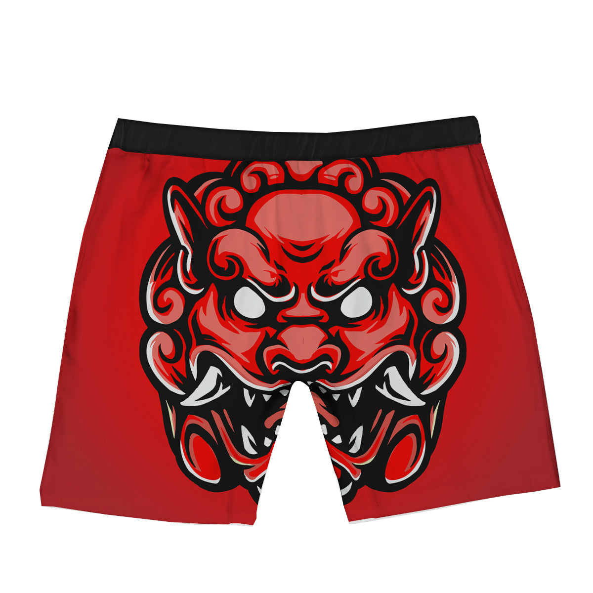 Red Foo Dog Print Boxer Briefs-grizzshop