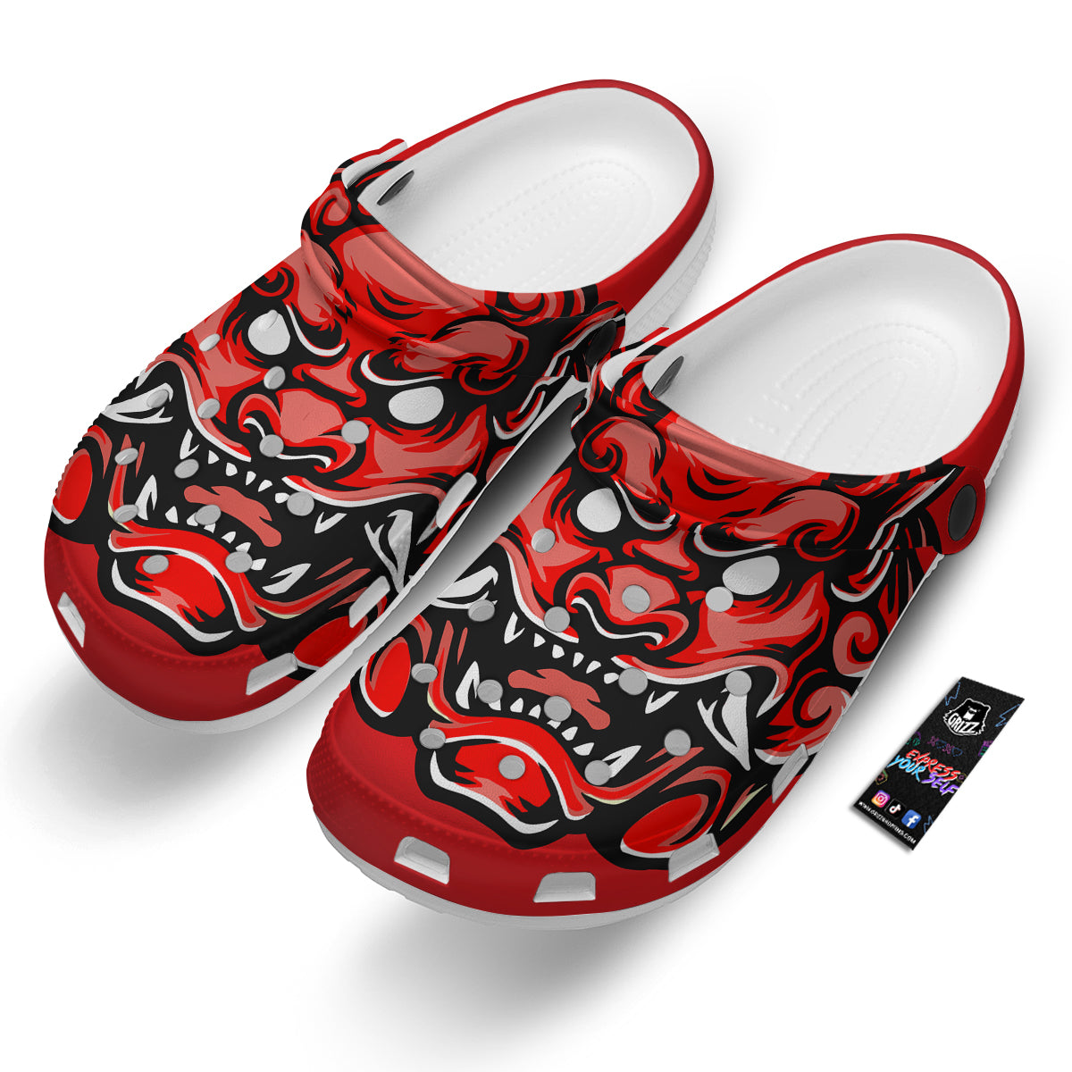 Red Foo Dog Print Clog-grizzshop