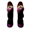 Red Galaxy Space Moon Earth Print Muay Thai Shin Guards-grizzshop