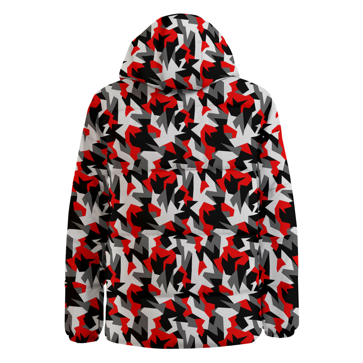 Red Geometric Camouflage Print Pattern Down Jacket-grizzshop