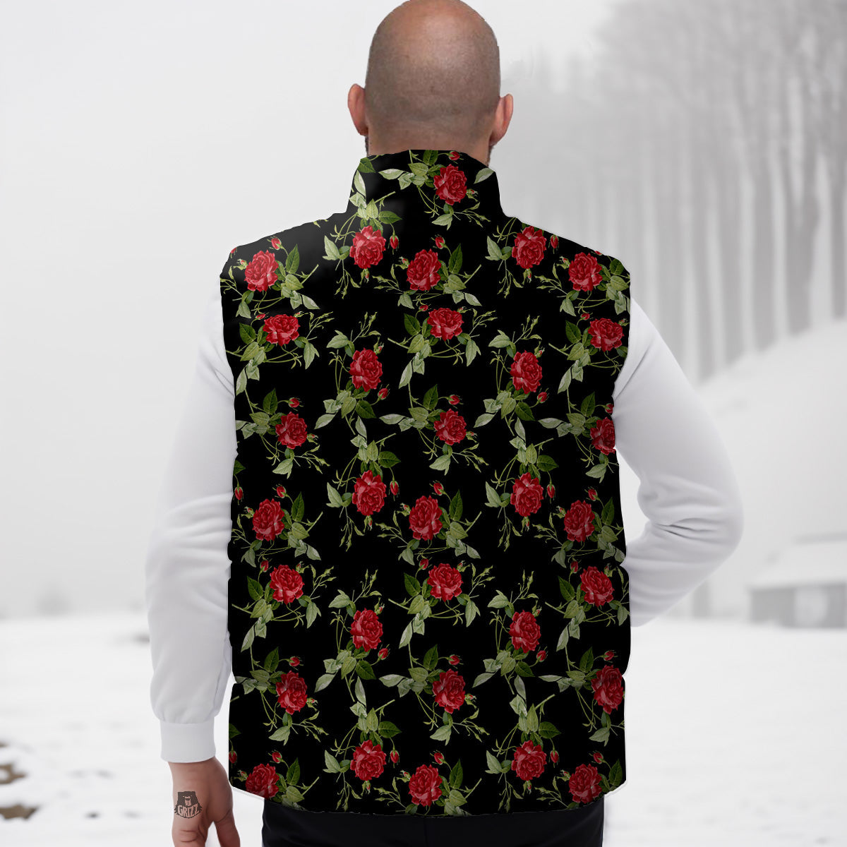 Red Gingerbread Man Chirstmas Pattern Print Down Vest