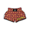 Red Gingerbread Man Chirstmas Pattern Print Muay Thai Boxing Shorts-grizzshop