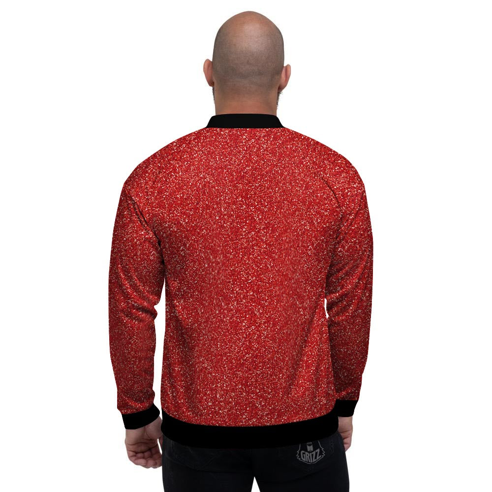 Red Glitter Artwork Print Men's Bomber Jacket-grizzshop