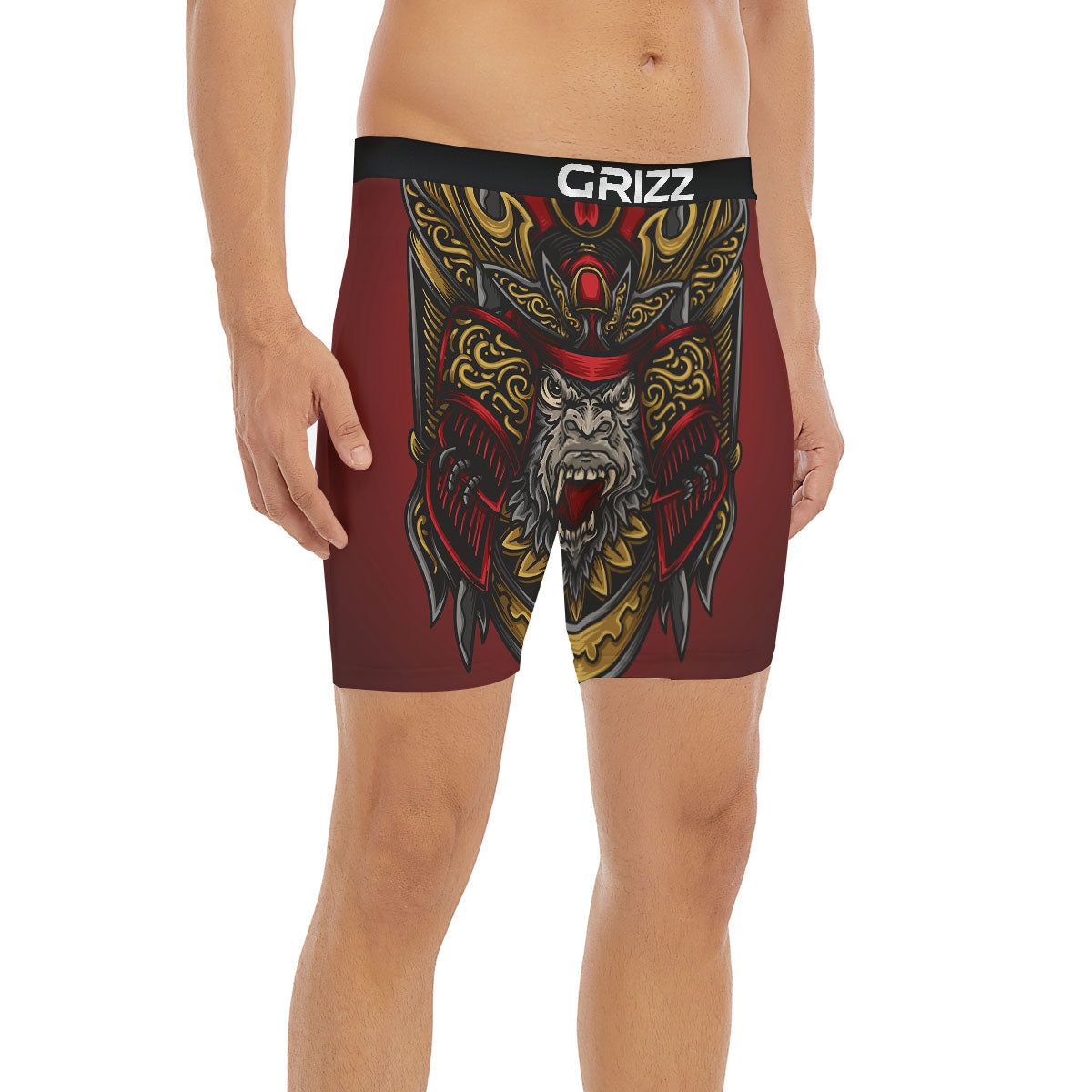 Red Gorilla Samurai Print Boxer Briefs-grizzshop